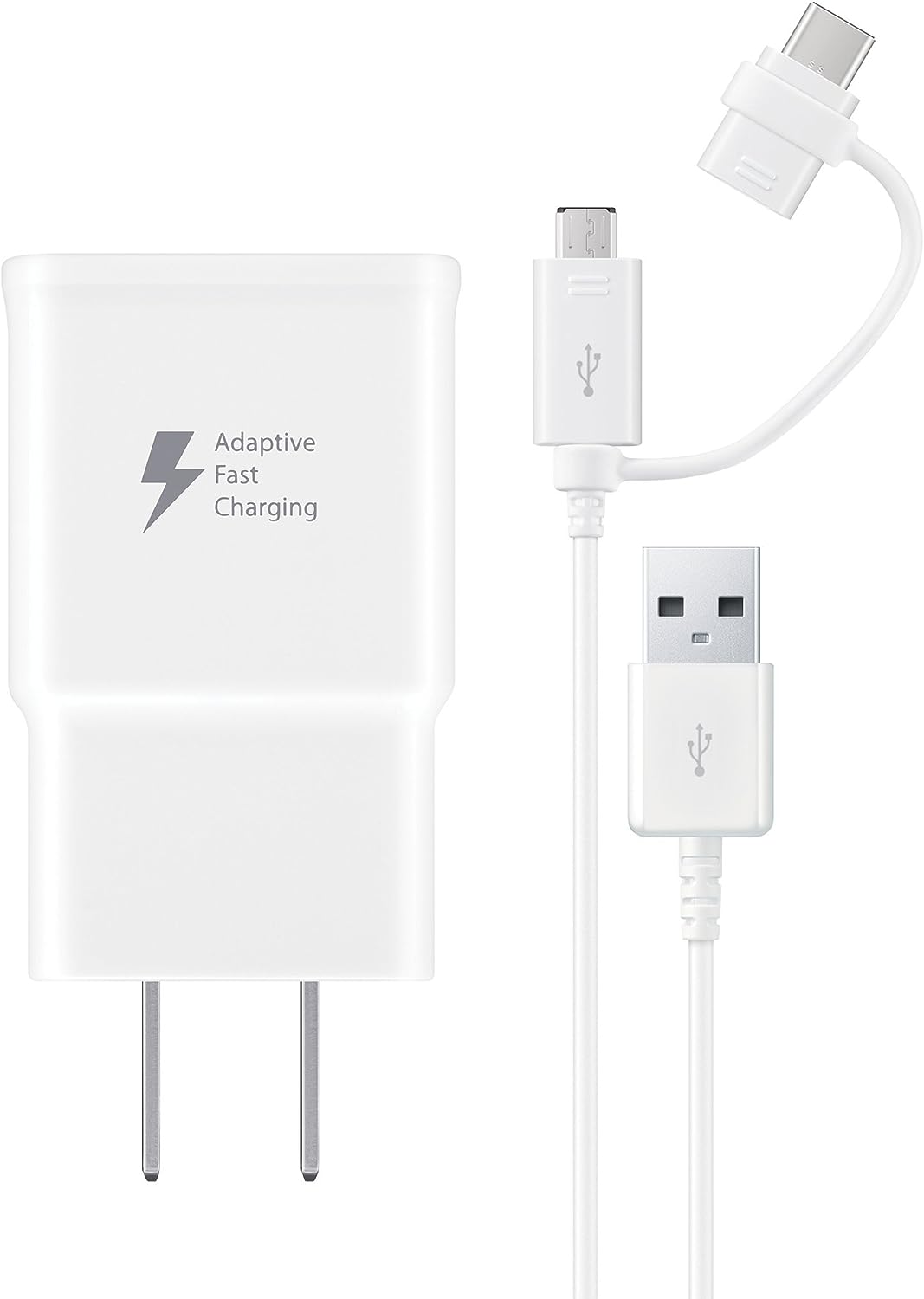 Adaptateur secteur USB à charge rapide, chargeur mural et câble Micro USB/USB-C (1 m) pour téléphones Samsung Motorola Google Adaptateur secteur USB à charge rapide, chargeur mural et câble Micro USB/USB-C (1 m) pour téléphones Samsung Motorola Google